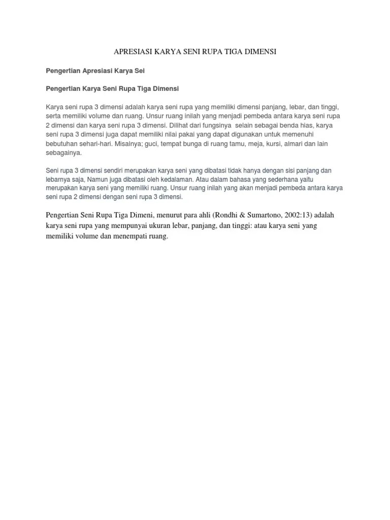 Apresiasi Karya Seni Rupa Tiga Dimensi | PDF