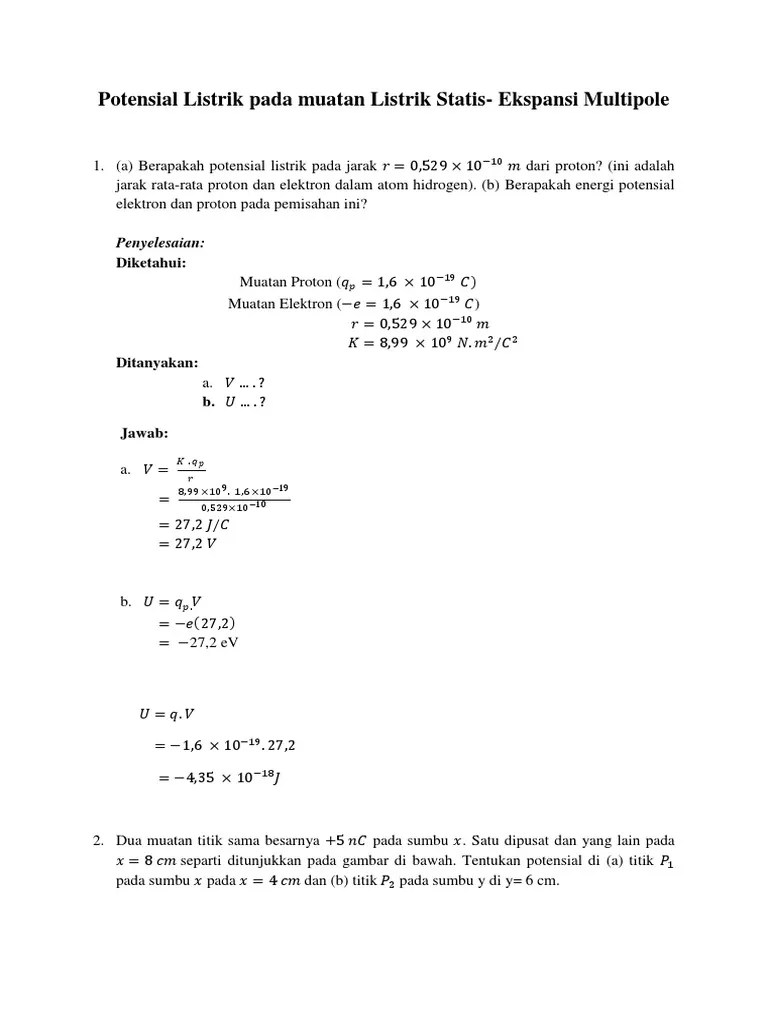 Soal Potensial Listrik Pada Muatan Listrik Statis | PDF