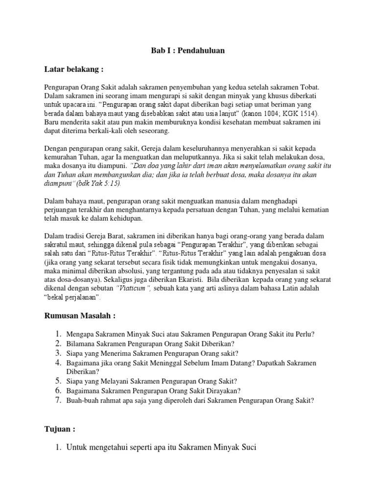 Sakramen Minyak Suci (Bab 1 Dan 2) | PDF
