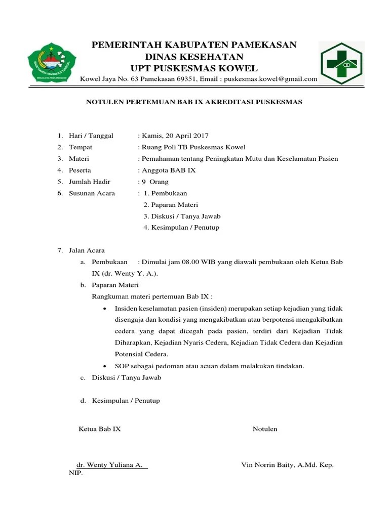Contoh Notulen Rapat Di Puskesmas | Akurat - Faktual - Elegan Moltoday.com