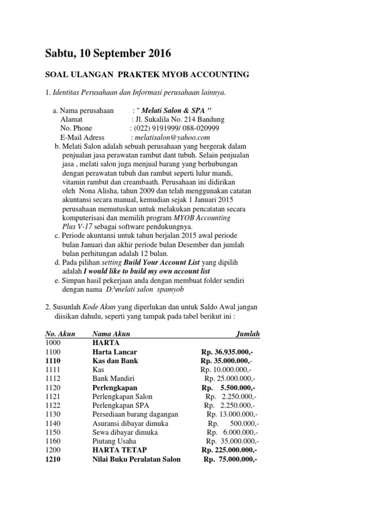 Soal Myob Perusahaan Dagang Doc