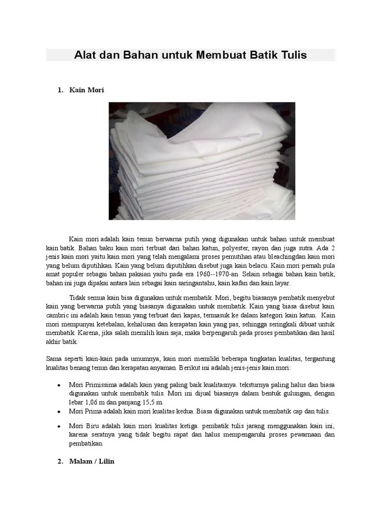 Alat Dan Bahan Untuk Membuat Batik Tulis | PDF