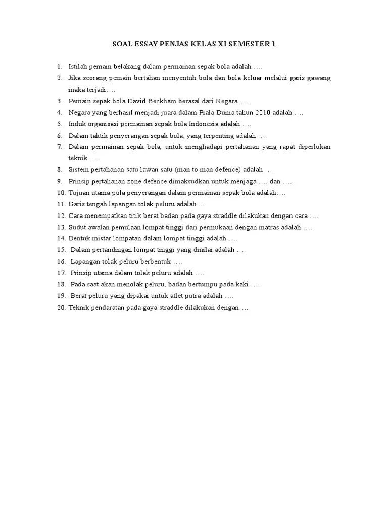 Soal Pjok Essay Materi Lari Estafet – Beinyu.com