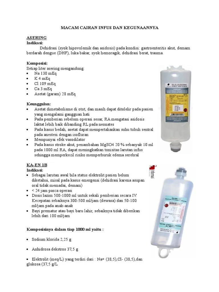 Macam Cairan Infus Dan Kegunaannya | PDF