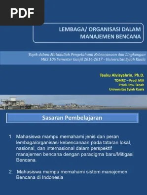 07 - Lembaga Dan Organisasi Dalam Manajemen Bencana | PDF
