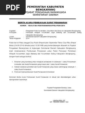 14 - Berita Acara Pembukaan Surat Penawaran | PDF
