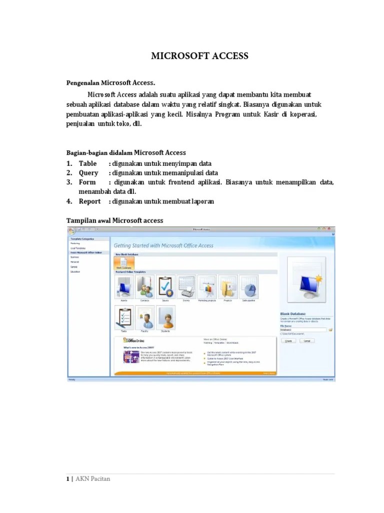 Studi Kasus Membuat Aplikasi Database Access | PDF