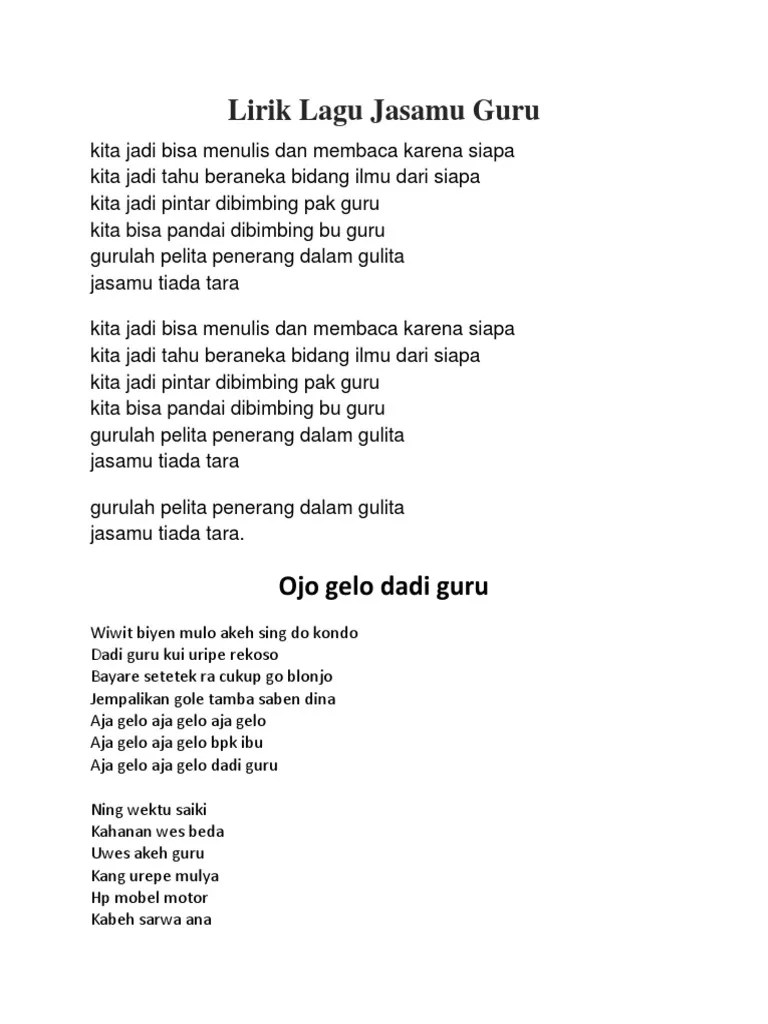 Lirik Lagu Jasamu Guru | PDF