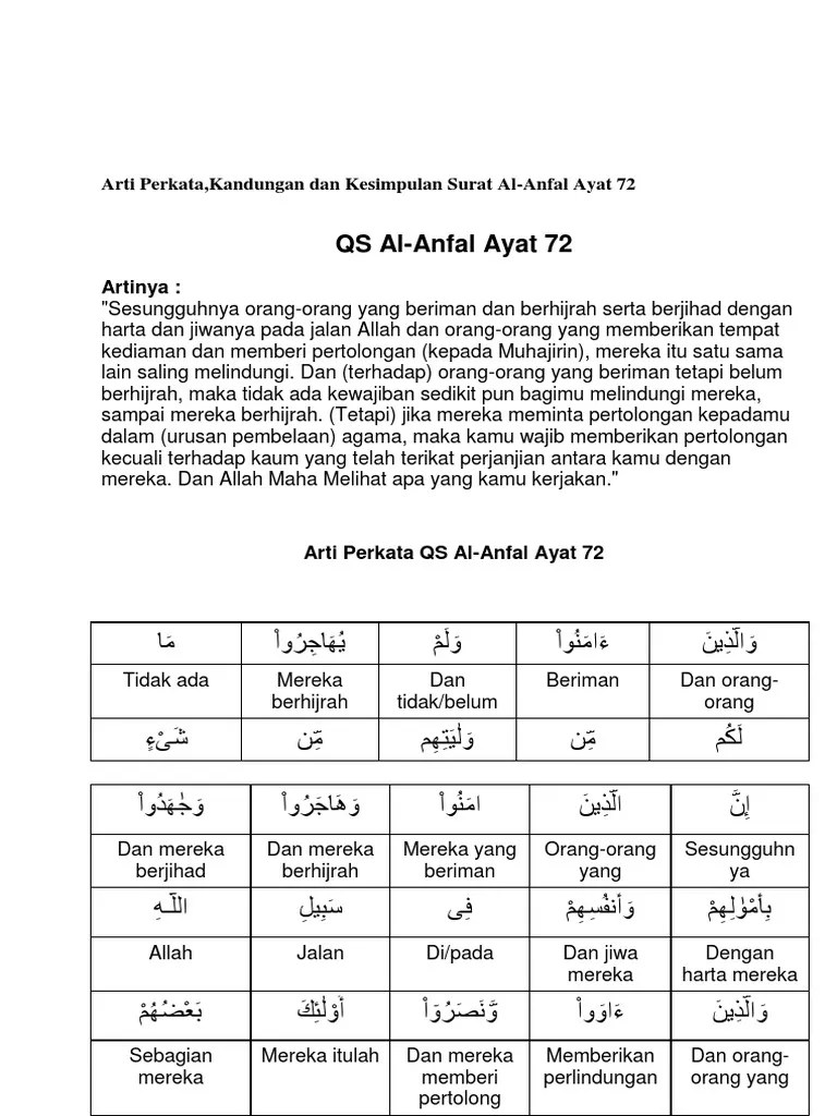 Hukum Tajwid Al Anfal Ayat 72 – Mudah