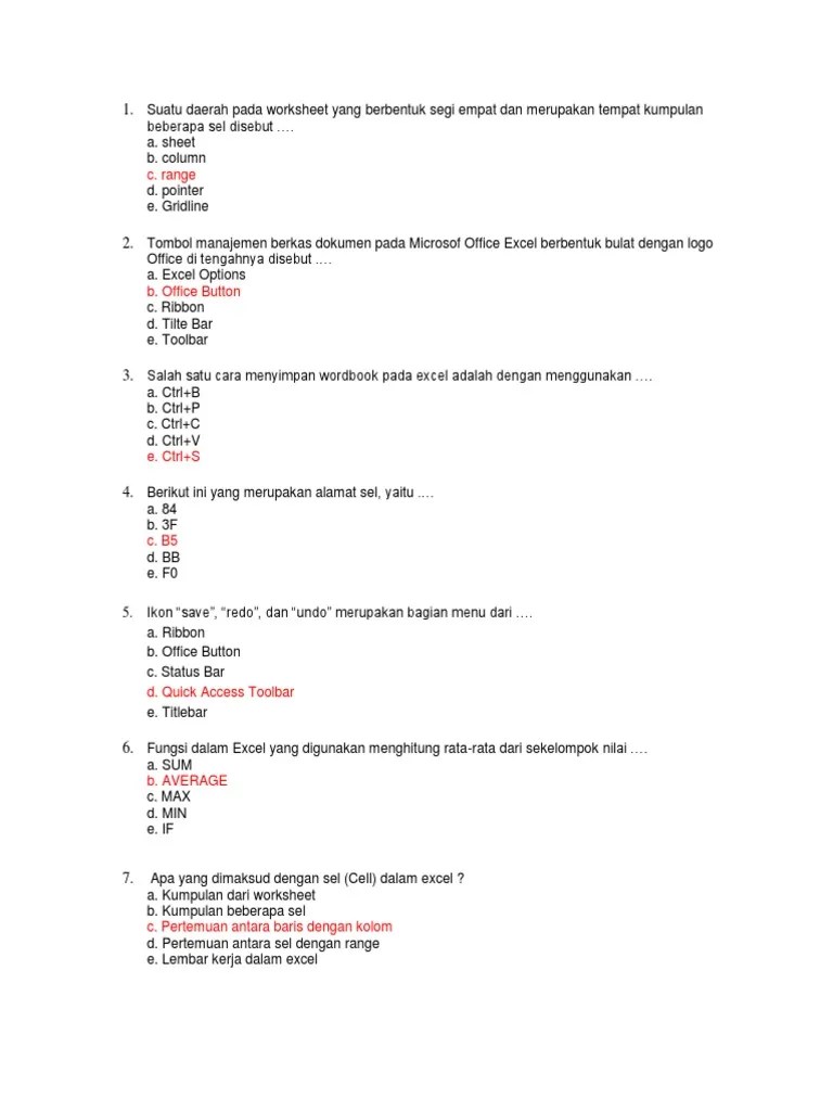 Suatu Daerah Pada Worksheet Yang Berbentuk Segi Empat Dan Merupakan Tempat  Kumpulan Beberapa Sel Disebut | PDF