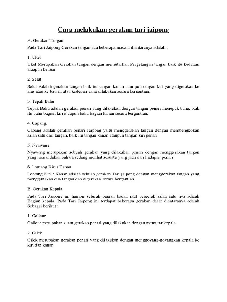 Cara Melakukan Gerakan Tari Jaipong | PDF