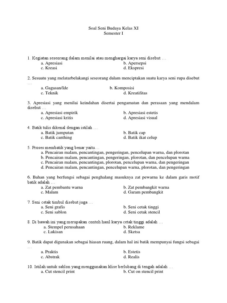 Soal Uas SBK SMTR 1 | PDF
