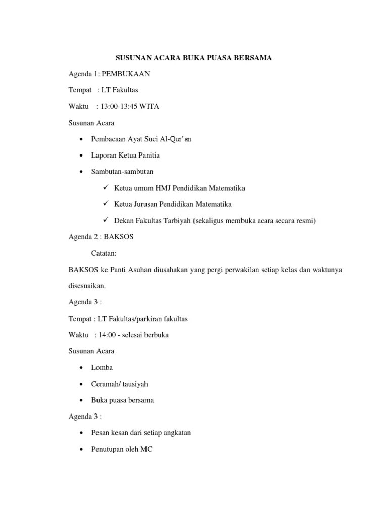 Susunan Acara Buka Puasa Bersama | PDF