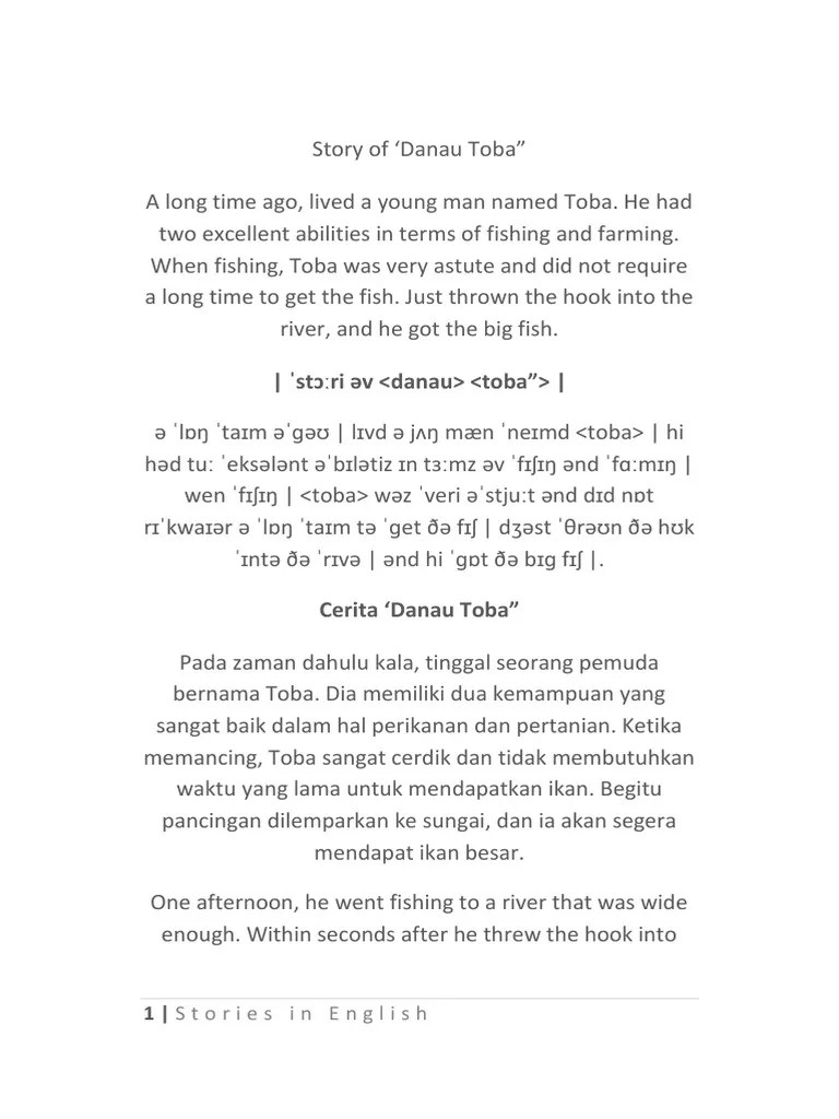 Cerita Rakyat Danau Toba Bahasa Inggris Singkat - DANAU INDAH