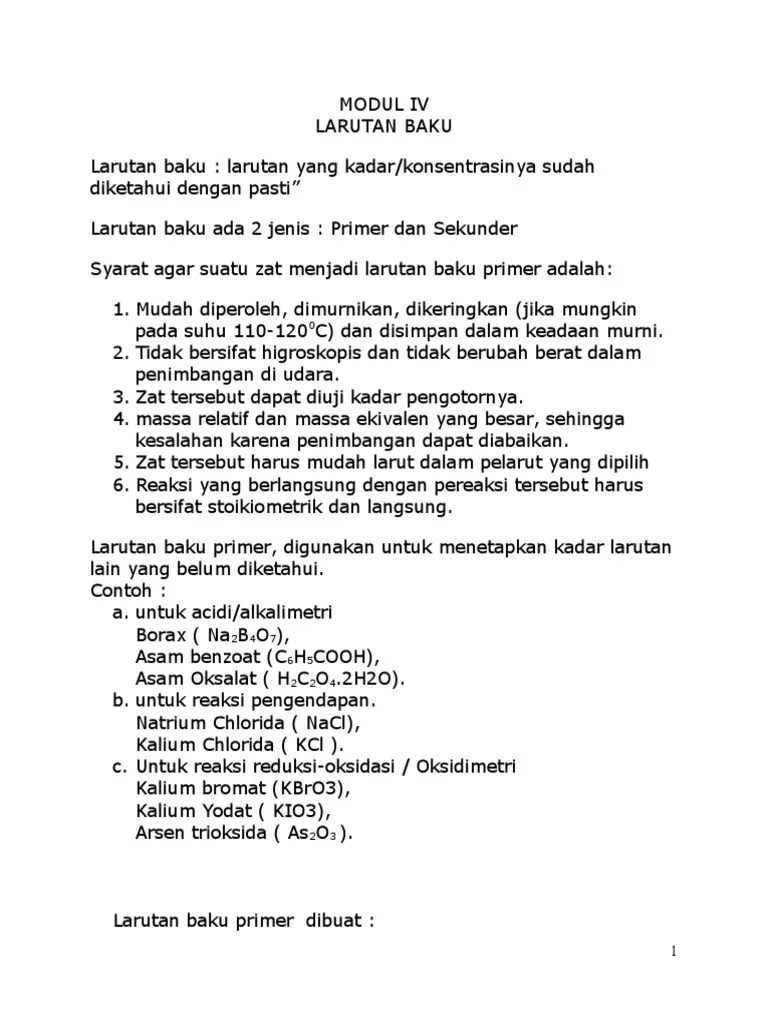 Modul V (Larutan Baku) | PDF