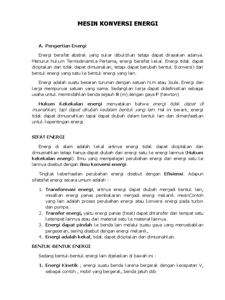 Apa Yang Dimaksud Dengan Mesin Konversi Energi - Seputar Mesin