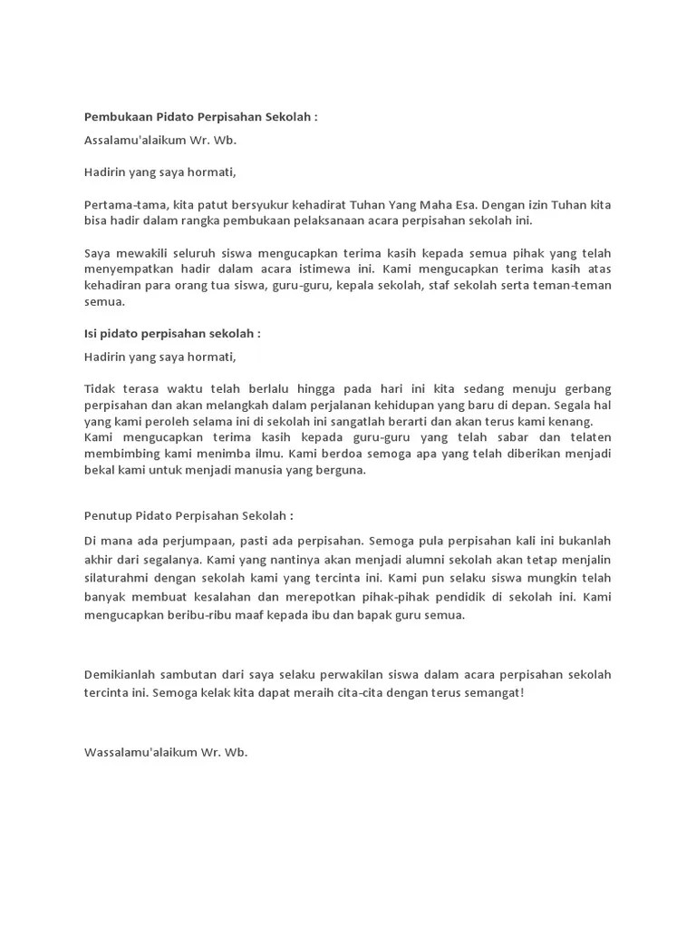 Contoh Pidato Bahasa Indonesia Perpisahan Sekolah · Kumpulan Contoh Terbaru