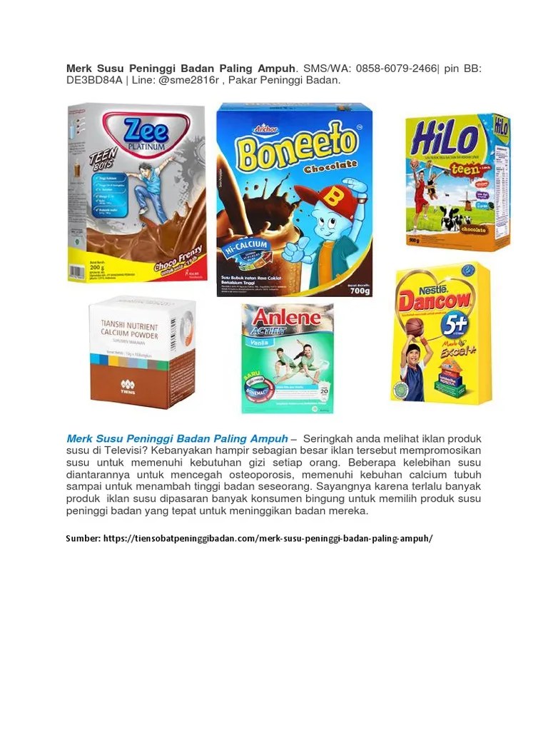 Merk Susu Peninggi Badan Paling Ampuh | PDF