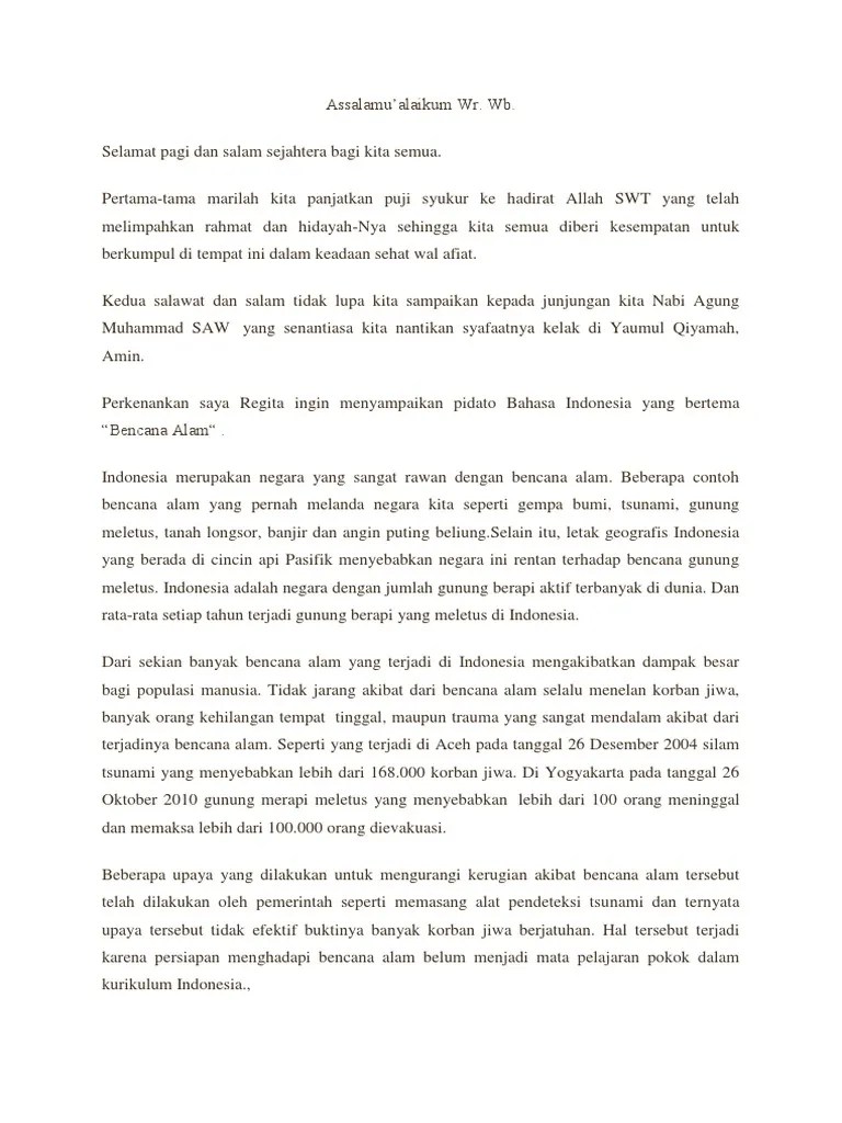 Pidato Tentang Bencana Alam Banjir – Dengan