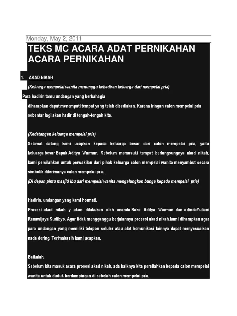 Teks Susunan Acara Akad Nikah – Beinyu.com