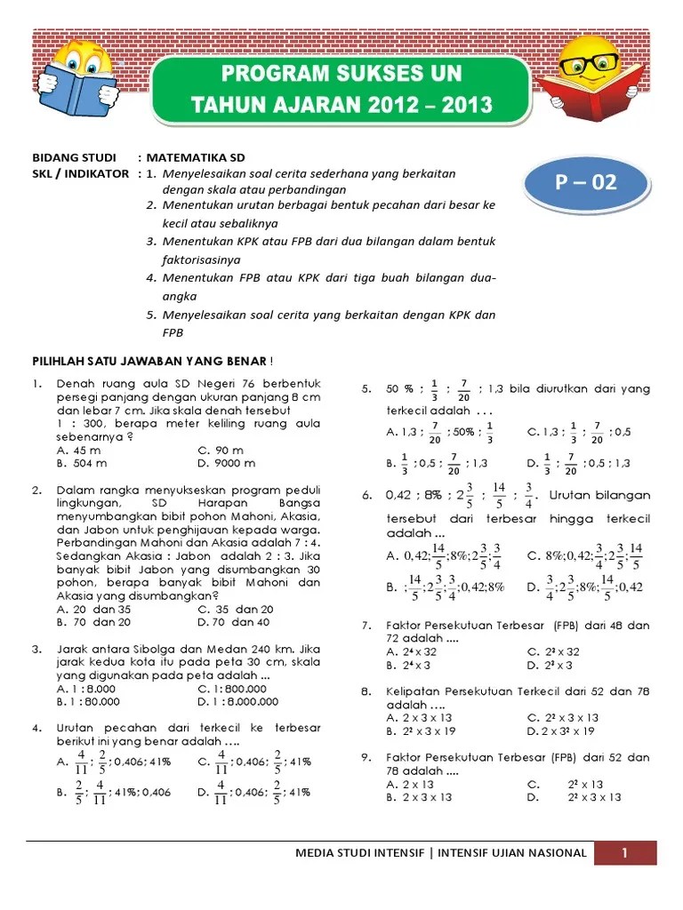 Soal Cerita Fpb Dan Kpk Kelas 4 Beserta Jawabannya