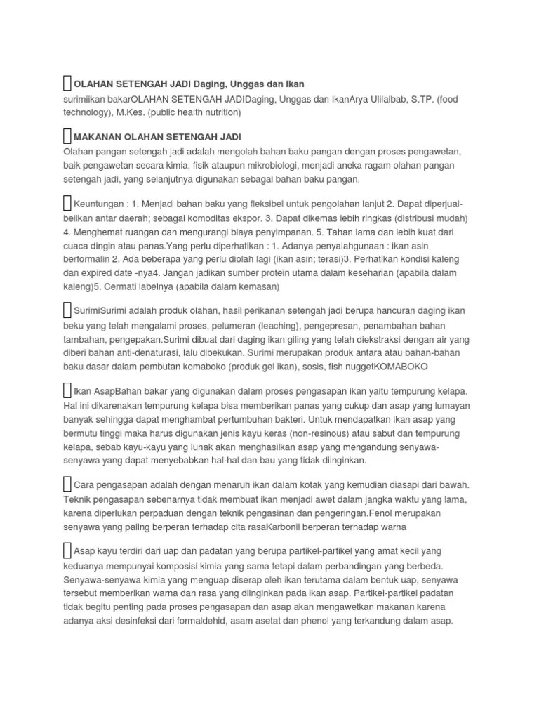 Olahan Makan Setengah Jadi | PDF