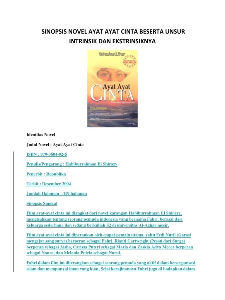 Sinopsis Novel Ayat Ayat Cinta Beserta Unsur Intrinsik Dan Ekstrinsiknya |  PDF