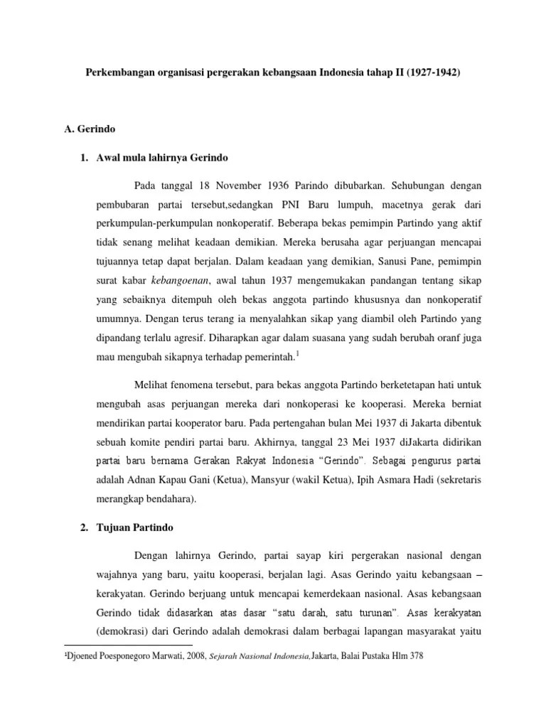 Perkembangan Organisasi Pergerakan Kebangsaan Indonesia Tahap II | PDF