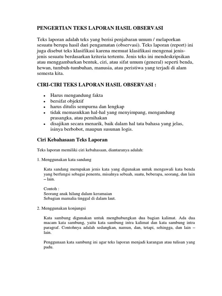 Pengertian Teks Laporan Hasil Observasi | PDF