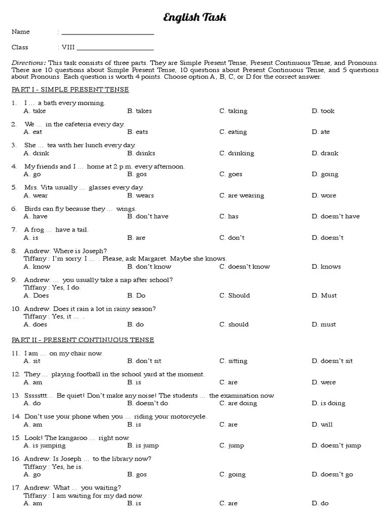 Contoh Soal Tenses Pilihan Ganda Download