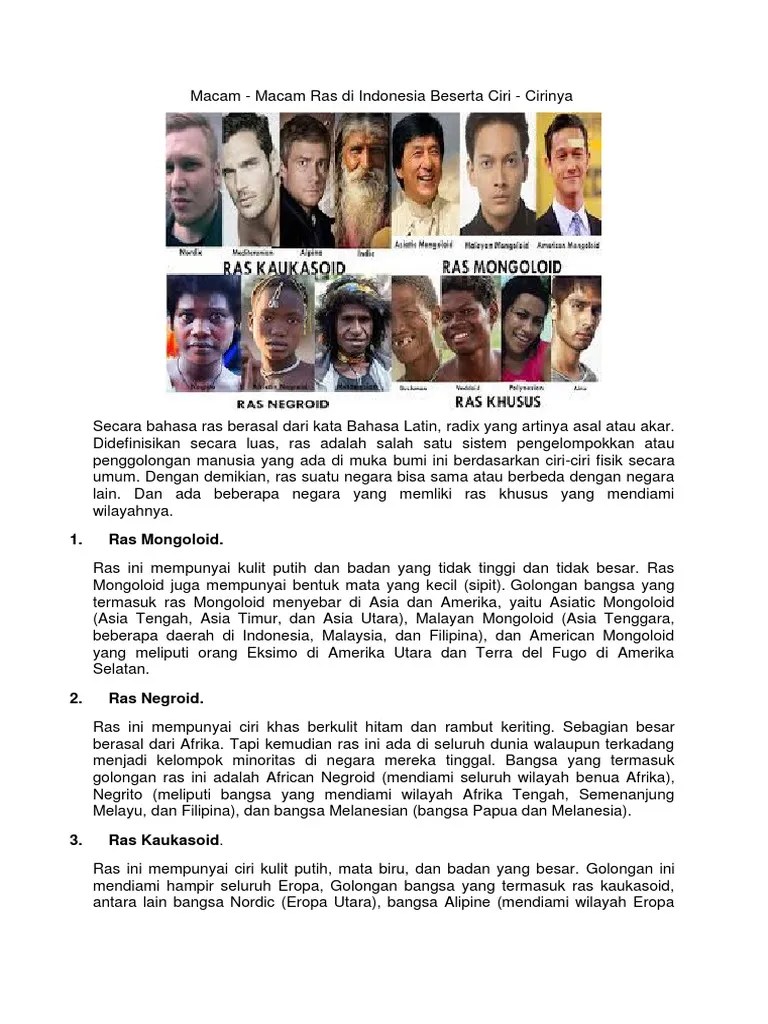 Ciri Ciri Ras Yang Ada Di Indonesia – Belajar