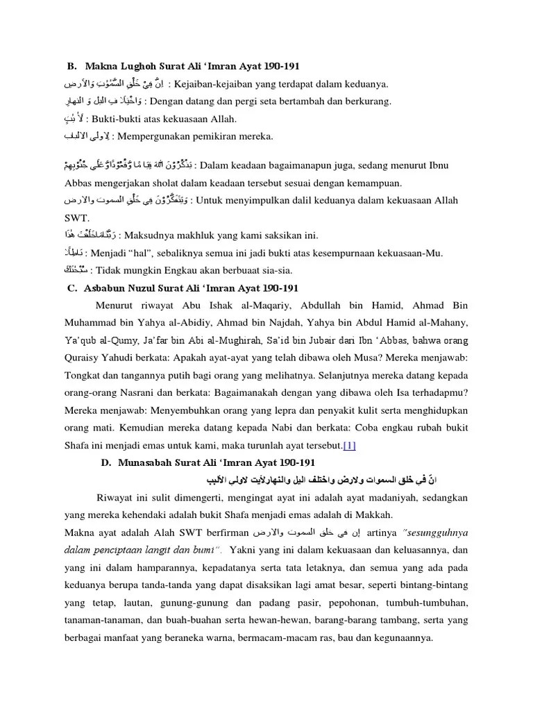 Asbabun Nuzul Ali Imran 190-191 | PDF