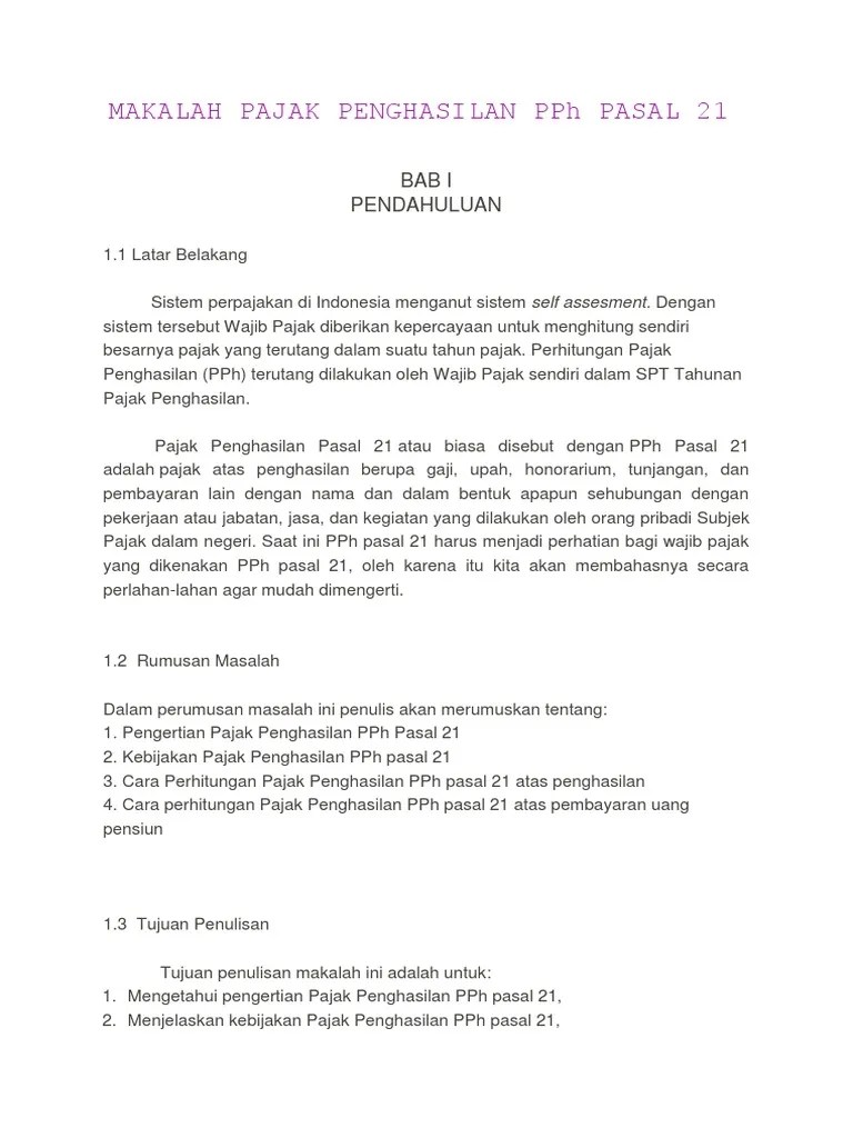 Makalah Pajak Penghasilan PPH Pasal 21 | PDF