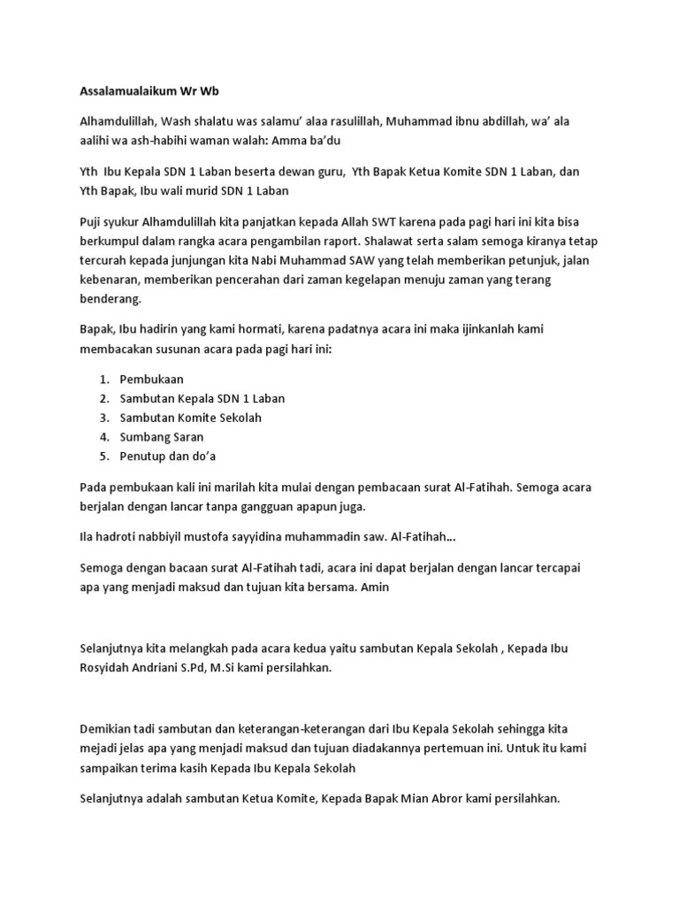 Susunan Acara Pengambilan Raport | PDF