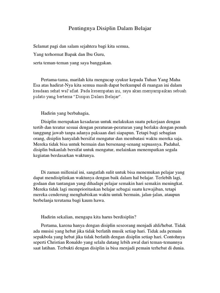 PIDATO (Pentingnya Disiplin Dalam Belajar) | PDF