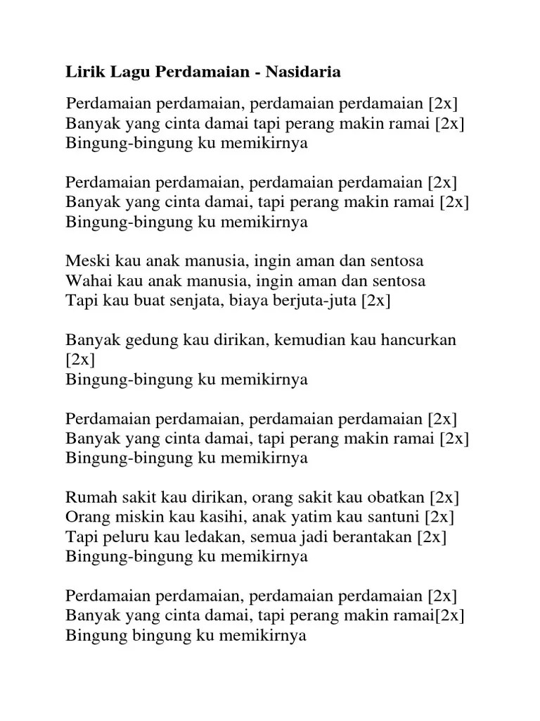 Lirik Lagu Perdamaian | PDF