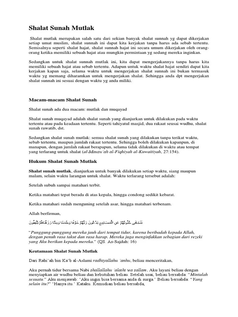 Shalat Sunah Mutlak | PDF