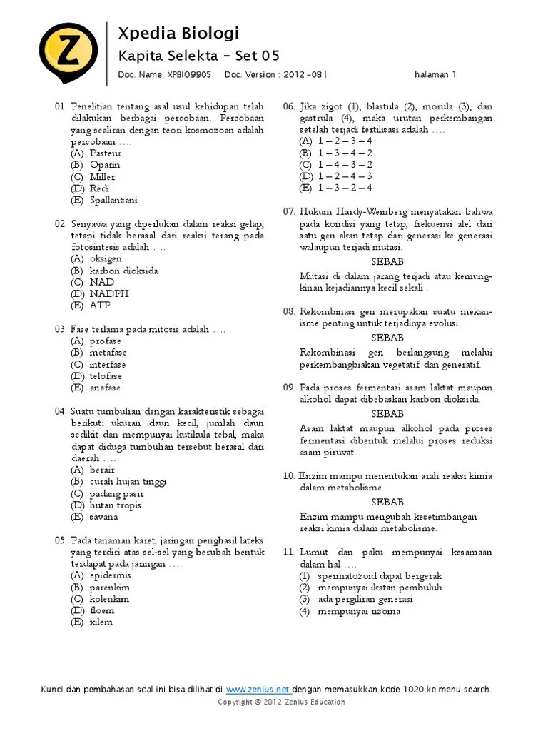 Contoh Soal Un Hukum Hardy Weinberg