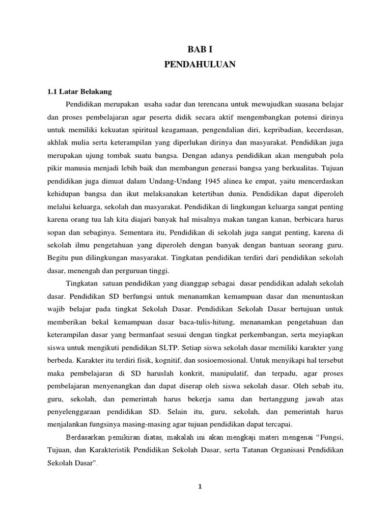 Fungsi Tujuan Dan Karakteristik Pendidikan SD | PDF