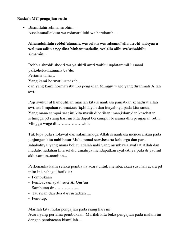 Naskah MC Pengajian | PDF