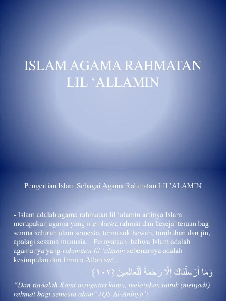 Islam Adalah Agama Yang Rahmatan Lil Alamin Artinya