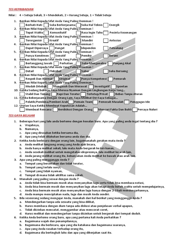 Contoh Soal Tes Minat Dan Bakat Smp - Contoh Soal Terbaru