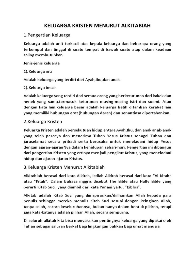 Keluarga Kristen Menurut Alkitabiah | PDF