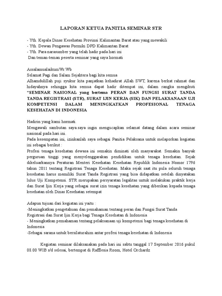 Kata Sambutan Ketua Panitia Seminar | PDF