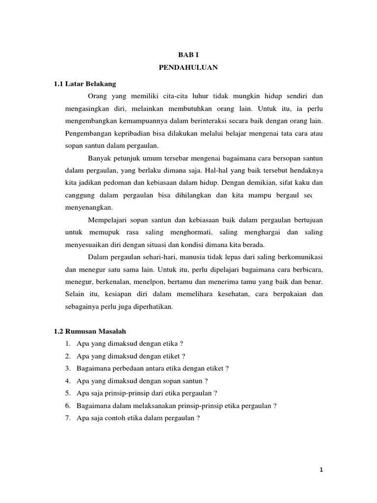 Makalah Etiket Pergaulan | PDF