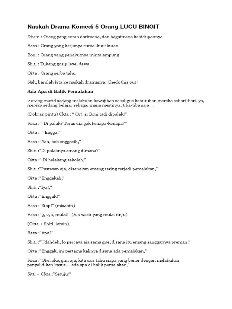 Naskah Drama Komedi 5 Orang LUCU BINGIT | PDF
