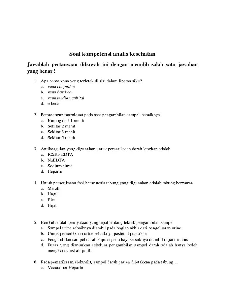 Soal Analis Kesehatan | PDF