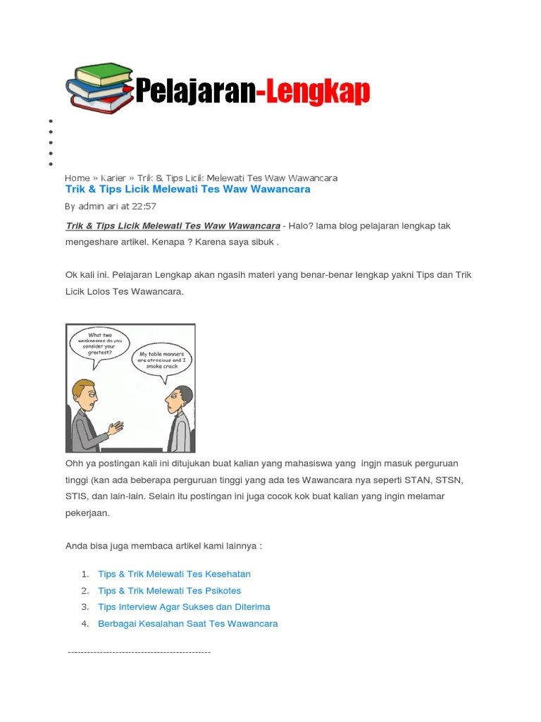 Tips Wawancara Psikotes | PDF