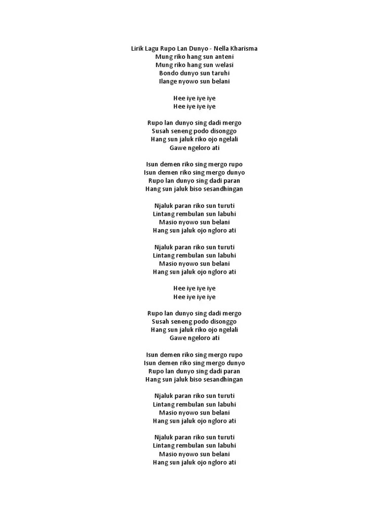 Lirik Lagu Lintang Ati