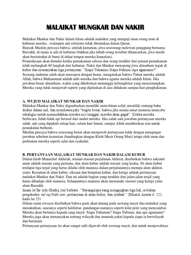 Malaikat Mungkar Dan Nakir | PDF